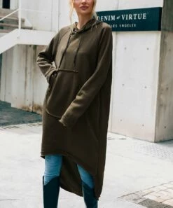 Brand new 😀 CELLABIE Brown Pocket Hi-Low Longline Hoodie - 👩 Women 🛒 -CELLABIE shop zu100297157 alt 3 tm1633632394