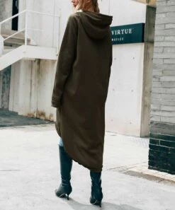 Brand new 😀 CELLABIE Brown Pocket Hi-Low Longline Hoodie - 👩 Women 🛒 -CELLABIE shop zu100297157 alt 4 tm1633632394