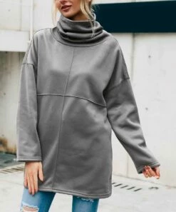 Flash Sale ⌛ CELLABIE Gray Pocket Turtleneck Tunic - 👩 Women ⌛ -CELLABIE shop zu100297396 alt 2 tm1633632394