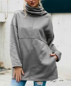 Flash Sale ⌛ CELLABIE Gray Pocket Turtleneck Tunic - 👩 Women ⌛