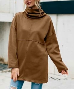 Best reviews of 🥰 CELLABIE Brown Pocket Turtleneck Sweater Tunic - 👩 Women 😍 -CELLABIE shop zu100303207 alt 2 tm1633631933