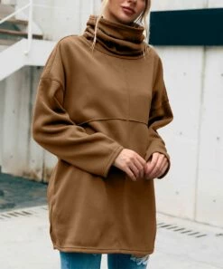 Best reviews of 🥰 CELLABIE Brown Pocket Turtleneck Sweater Tunic - 👩 Women 😍 -CELLABIE shop zu100303207 alt 3 tm1633631933