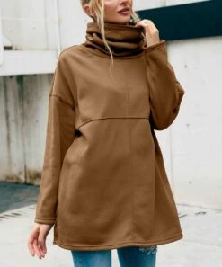 Best reviews of 🥰 CELLABIE Brown Pocket Turtleneck Sweater Tunic - 👩 Women 😍 -CELLABIE shop zu100303207 alt 4 tm1633631933