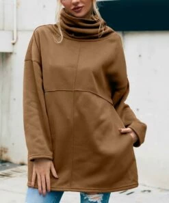 Best reviews of ๐ฅฐ CELLABIE Brown Pocket Turtleneck Sweater Tunic - ๐ฉ Women ๐