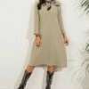 Outlet ⌛ CELLABIE Khaki Long-Sleeve Midi 👗 Dress - 👩 Women 😀 -CELLABIE shop zu100680182 main tm1634758205