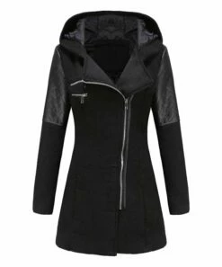 Wholesale 👏 CELLABIE Black Hooded Quilted-Panel Asymmetrical-Zip Jacket - 👩 Women 👏