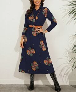 Deals 🌟 CELLABIE Blue Floral Button-Front Midi 👗 Dress - 👩 Women 😀
