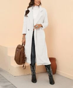 Budget 🔔 CELLABIE White Double-Breasted Fleece Trench 🧥 Coat - 👩 Women 🥰 11 Budget 🔔 CELLABIE White Double-Breasted Fleece Trench 🧥 Coat - 👩 Women 🥰 -CELLABIE shop zu101186994 alt 4 tm1636477503