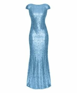 Coupon 😍 CELLABIE Light Blue Sequin Cap-Sleeve Gown - 👩 Women 💯
