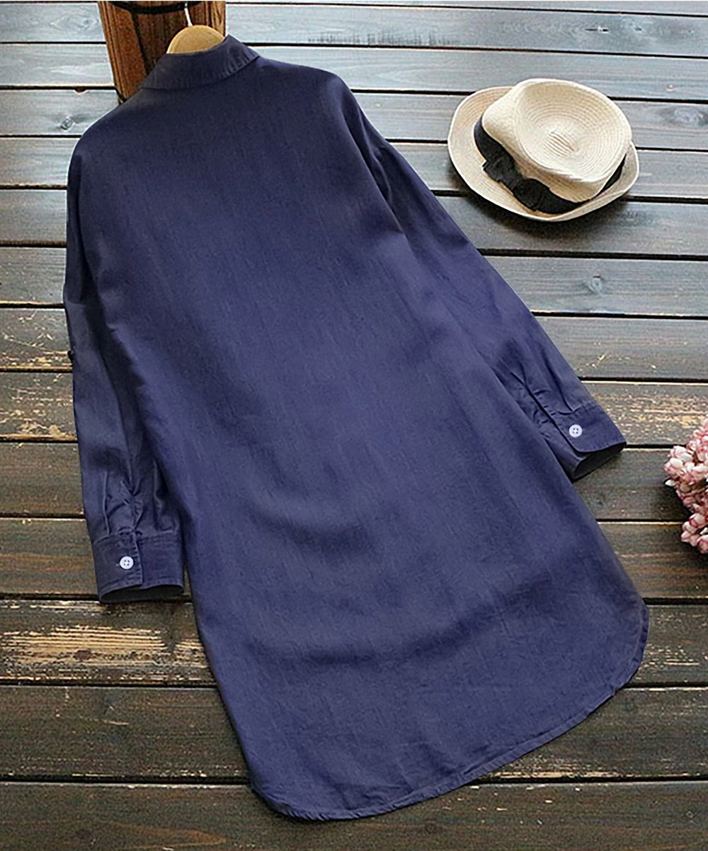 New ๐ฏ CELLABIE Dark Blue Button-Up Hi-Low Tunic - ๐ฉ Women ๐ฅฐ 4 New ๐ฏ CELLABIE Dark Blue Button-Up Hi-Low Tunic - ๐ฉ Women ๐ฅฐ - Image 2