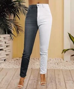Wholesale 👏 CELLABIE Black & White Color Block Five-Pocket Skinny 👖 Jeans - 👩 Women ❤️