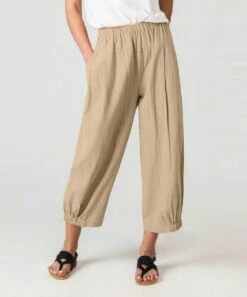Promo 🛒 CELLABIE Khaki Pocket Elastic-Hem Crop Pants - 👩 Women ⌛