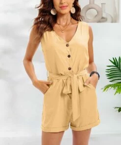 Deals โญ CELLABIE Khaki Button-Front Belted Pocket Sleeveless Romper - ๐ฉ Women ๐งจ 9 Deals โญ CELLABIE Khaki Button-Front Belted Pocket Sleeveless Romper - ๐ฉ Women ๐งจ -CELLABIE shop zu104863506 alt 2 tm1649349377