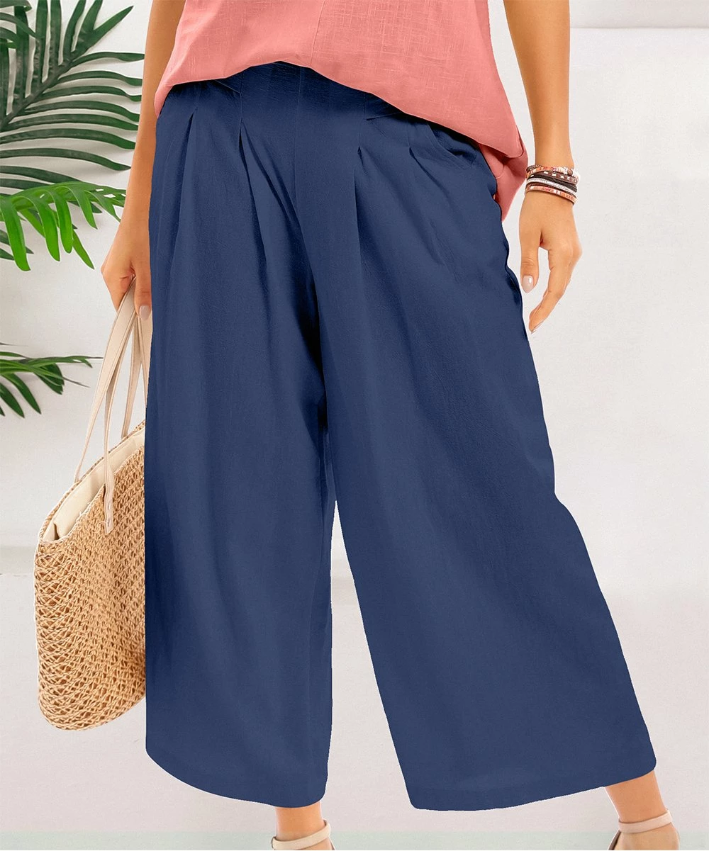 Best Sale ๐ CELLABIE Navy Wide-Leg Capri Pants - ๐ฉ Women ๐ 3 Best Sale ๐ CELLABIE Navy Wide-Leg Capri Pants - ๐ฉ Women ๐