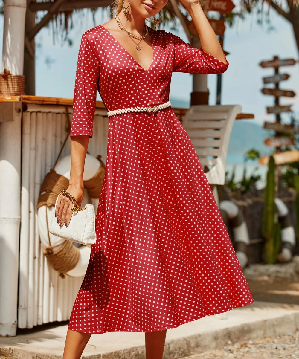 Best reviews of ๐ CELLABIE Red & White Polka Dot Three-Quarter Sleeve Midi ๐ Dress - ๐ฉ Women ๐ฅ 7 Best reviews of ๐ CELLABIE Red & White Polka Dot Three-Quarter Sleeve Midi ๐ Dress - ๐ฉ Women ๐ฅ - Image 5
