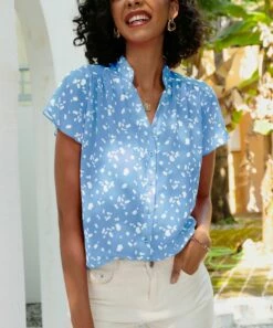 Top 10 ๐ CELLABIE Blue & White Abstract Mandarin-Collar Button-Up Top - ๐ฉ Women ๐ฅฐ 11 Top 10 ๐ CELLABIE Blue & White Abstract Mandarin-Collar Button-Up Top - ๐ฉ Women ๐ฅฐ -CELLABIE shop zu105078085 alt 4 tm1649950527