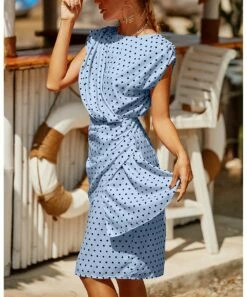Buy 🎉 CELLABIE Blue Dot Sleeveless Wrap 👗 Dress - 👩 Women 🔥 -CELLABIE shop zu105237165 alt 2 tm1650460834