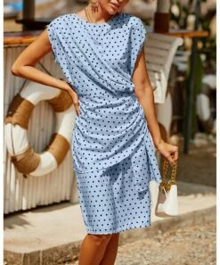 Buy 🎉 CELLABIE Blue Dot Sleeveless Wrap 👗 Dress - 👩 Women 🔥 -CELLABIE shop zu105237165 alt 3 tm1650460834