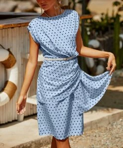 Buy 🎉 CELLABIE Blue Dot Sleeveless Wrap 👗 Dress - 👩 Women 🔥 -CELLABIE shop zu105237165 alt 4 tm1650460834