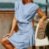 Buy 🎉 CELLABIE Blue Dot Sleeveless Wrap 👗 Dress - 👩 Women 🔥