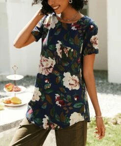 Promo 💯 CELLABIE Navy & Pink Floral Tunic - 👩 Women For Other 🤩 -CELLABIE shop zu105237216 alt 2 tm1650460467