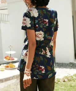 Promo 💯 CELLABIE Navy & Pink Floral Tunic - 👩 Women For Other 🤩 -CELLABIE shop zu105237216 alt 3 tm1650460467