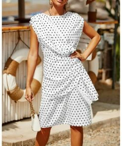 Brand new ❤️ CELLABIE White Dot Sleeveless Wrap 👗 Dress - 👩 Women 🤩 -CELLABIE shop zu105237314 alt 3 tm1650460467