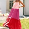 Discount 🔥 CELLABIE Pink & Red Color Block Sleeveless Maxi 👗 Dress - 👩 Women 💯 -CELLABIE shop zu105308446 main tm1650546993