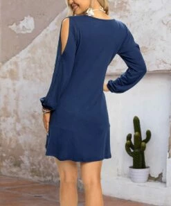Top 10 🎁 CELLABIE Navy Long-Sleeve Cutout Shift 👗 Dress - 👩 Women ❤️ -CELLABIE shop zu105397188 alt 3 tm1651082517