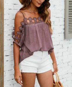 Discount ⭐ CELLABIE Pink Lace Draping Cutout Tank - 👩 Women 😉 -CELLABIE shop zu105442380 alt 4 tm1651165846