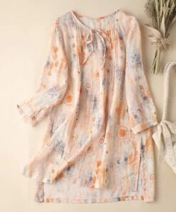 Best reviews of 🔥 CELLABIE Orange Floral Pleated Tunic - 👩 Women For Other 🥰