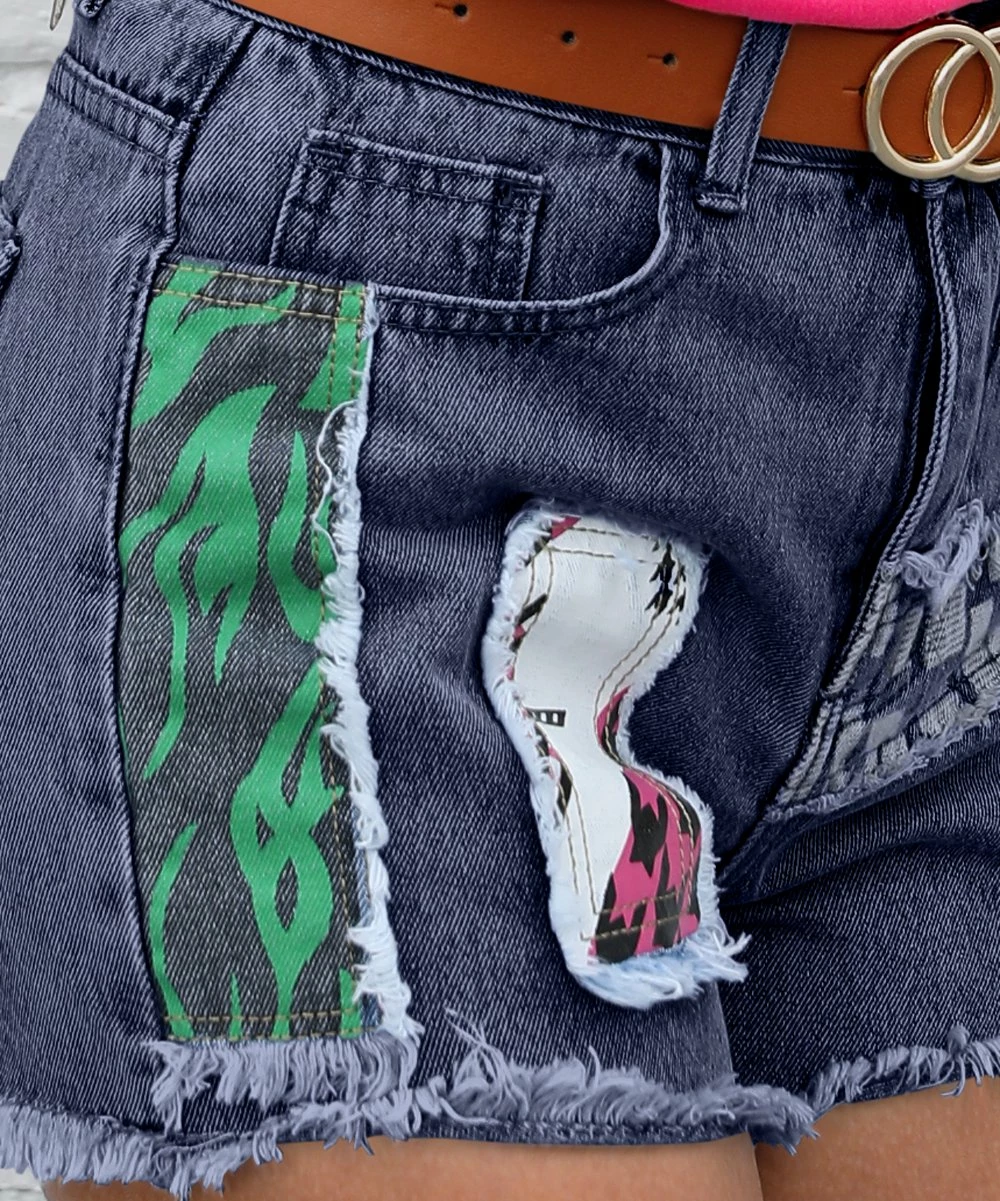 Coupon 🔥 CELLABIE Dark Blue Patchwork Denim Shorts - 👩 Women 🌟 4 Coupon 🔥 CELLABIE Dark Blue Patchwork Denim Shorts - 👩 Women 🌟 - Image 2