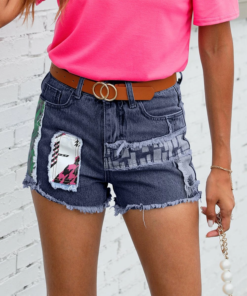 Coupon 🔥 CELLABIE Dark Blue Patchwork Denim Shorts - 👩 Women 🌟 3 Coupon 🔥 CELLABIE Dark Blue Patchwork Denim Shorts - 👩 Women 🌟