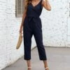 Deals ✔️ CELLABIE Navy Tie-Waist Pocket Sleeveless Crop Jumpsuit - 👩 Women 🌟 -CELLABIE shop zu105590735 main tm1651864756