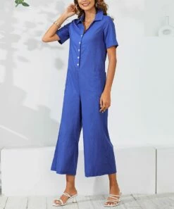 Cheap ๐ CELLABIE Blue Button-Front Wide-Leg Crop Jumpsuit - ๐ฉ Women ๐ 9 Cheap ๐ CELLABIE Blue Button-Front Wide-Leg Crop Jumpsuit - ๐ฉ Women ๐ -CELLABIE shop zu106009795 alt 2 tm1652831427