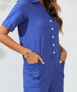 Cheap ๐ CELLABIE Blue Button-Front Wide-Leg Crop Jumpsuit - ๐ฉ Women ๐ 11 Cheap ๐ CELLABIE Blue Button-Front Wide-Leg Crop Jumpsuit - ๐ฉ Women ๐ -CELLABIE shop zu106009795 alt 4 tm1652829421