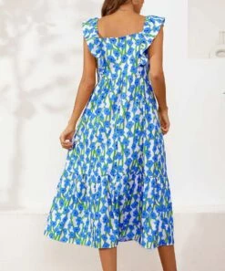 Deals 😀 CELLABIE Blue & White Floral Sleeveless Maxi 👗 Dress - 👩 Women 🥰 -CELLABIE shop zu106214869 alt 4 tm1653592862