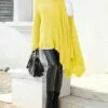 Best Sale 🛒 CELLABIE Yellow Turtleneck Asymmetrical Poncho - 👩 Women 🔔