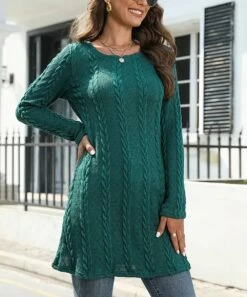 Wholesale 🔥 CELLABIE Green Cable-Knit Boatneck Sweater 👗 Dress - 👩 Women 🥰