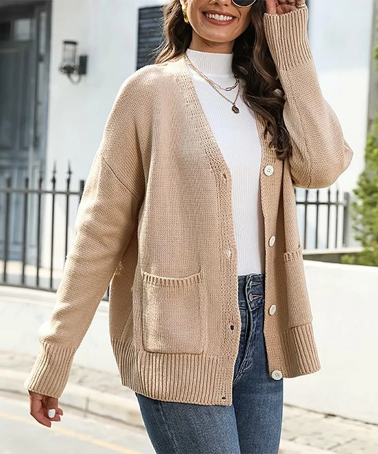 Discount ๐คฉ CELLABIE Khaki Lace Scallop-Trim Button-Up Cardigan - ๐ฉ Women ๐ 6 Discount ๐คฉ CELLABIE Khaki Lace Scallop-Trim Button-Up Cardigan - ๐ฉ Women ๐ - Image 4