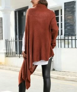 Cheapest 🔔 CELLABIE Caramel Turtleneck Asymmetrical Poncho - 👩 Women 😍 -CELLABIE shop zu110344519 alt 2 tm1669072097