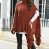 Cheapest 🔔 CELLABIE Caramel Turtleneck Asymmetrical Poncho - 👩 Women 😍 2 Cheapest 🔔 CELLABIE Caramel Turtleneck Asymmetrical Poncho - 👩 Women 😍 -CELLABIE shop zu110344519 main tm1669063833