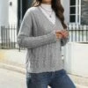 Budget ✨ CELLABIE Gray Openwork V-Neck Cardigan - 👩 Women 👍 -CELLABIE shop zu110344525 main tm1668644813