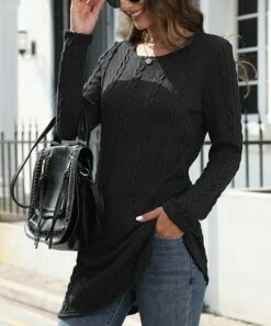 Budget 🤩 CELLABIE Black Cable-Knit Long-Sleeve Tunic 👗 Dress - 👩 Women 🎁 7 Budget 🤩 CELLABIE Black Cable-Knit Long-Sleeve Tunic 👗 Dress - 👩 Women 🎁 -CELLABIE shop zu110344583 alt 2 tm1669072097