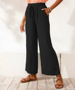 Top 10 🔥 CELLABIE Black Wide-Leg Pants - 👩 Women 🌟 -CELLABIE shop zu110419502 alt 3 tm1669223787