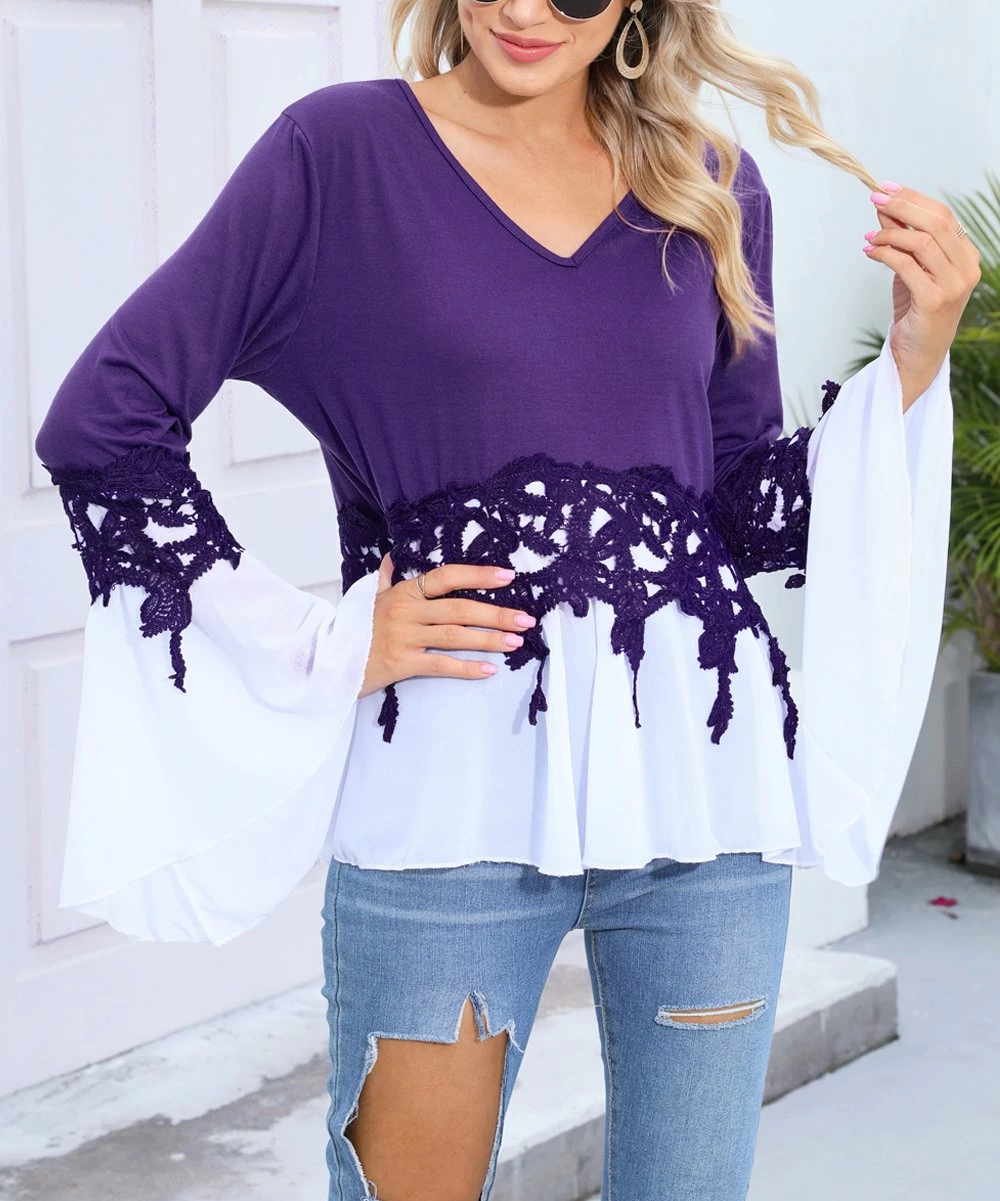 Best Pirce ๐ฅ CELLABIE Purple Crochet Overlay V-Neck Tunic - ๐ฉ Women ๐ 3 Best Pirce ๐ฅ CELLABIE Purple Crochet Overlay V-Neck Tunic - ๐ฉ Women ๐
