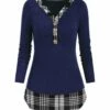 New 🔔 CELLABIE Navy Blue & Black Plaid Button-Front V-Neck Tunic - 👩 Women 🥰 1 New 🔔 CELLABIE Navy Blue & Black Plaid Button-Front V-Neck Tunic - 👩 Women 🥰 -CELLABIE shop zu91423168 main tm1607456352