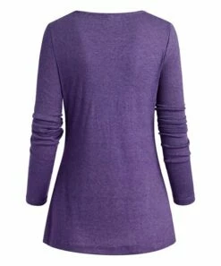 Flash Sale 💯 CELLABIE Purple Plaid Contrast Button-Accent Cowl Neck Tunic - 👩 Women 😀 -CELLABIE shop zu91499294 alt 2 tm1607611314