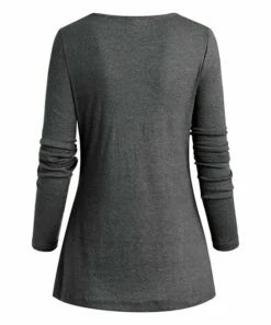 Flash Sale 💯 CELLABIE Gray Plaid Contrast Button-Accent Cowl Neck Tunic - 👩 Women 🔔 -CELLABIE shop zu91503710 alt 2 tm1607611314