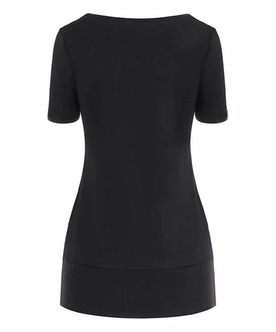 Budget ๐ CELLABIE Black & Red Lace-Detail Buton-Accent Surplice Tunic - ๐ฉ Women โญ 4 Budget ๐ CELLABIE Black & Red Lace-Detail Buton-Accent Surplice Tunic - ๐ฉ Women โญ - Image 2